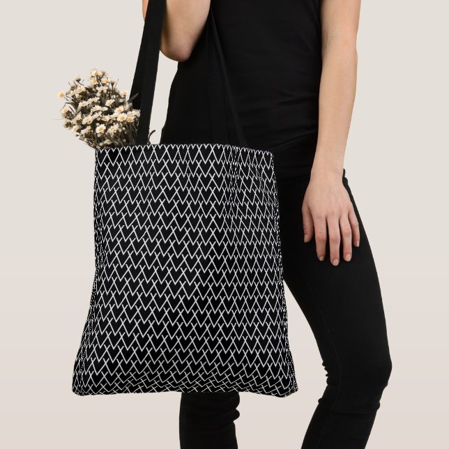 Bolsa Tote Padrão Geométrico Preto Branco Chic Simples (Close Up)