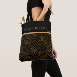 Bolsa Tote Padrão Geométrico Preto e Dourado, Comprando Cardi