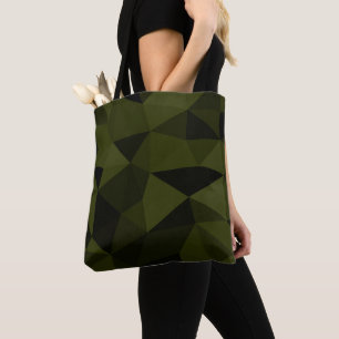 Bolsa Tote Padrão geométrico preto verde do exército escuro l