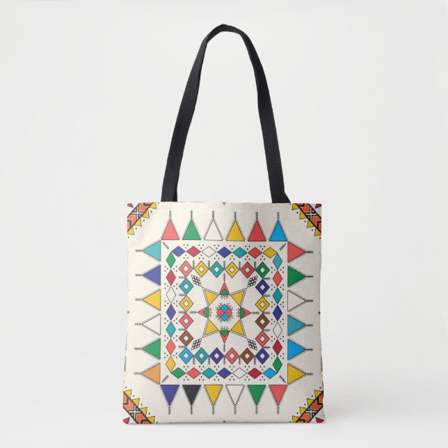 Bolsa Tote Padrão geométrico repetitivo decorativo inspirado  (Frente)