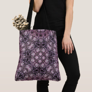 Bolsa Tote Padrão Geométrico Roxo com Simetria Intrincada