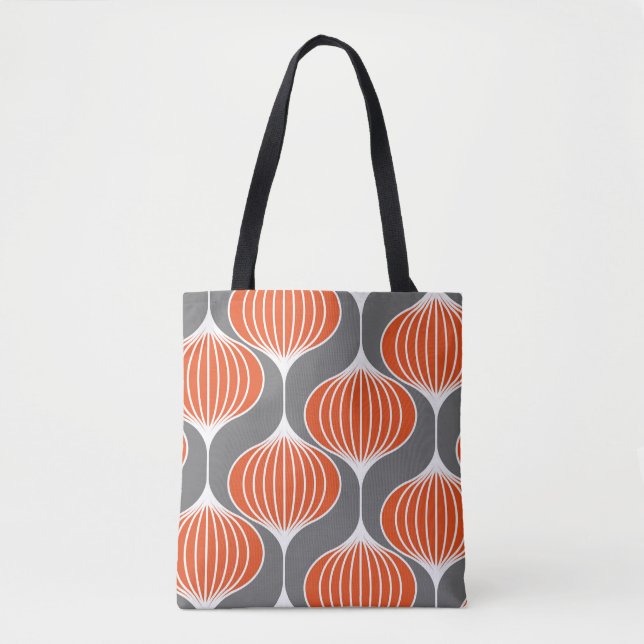 Bolsa Tote Padrão geométrico sem costura com linhas onduladas (Frente)