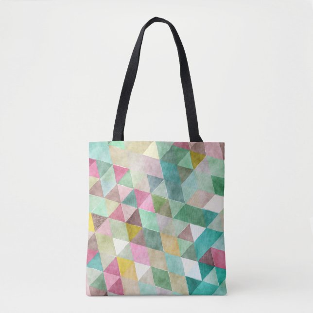 Bolsa Tote Padrão Geométrico / Triângulos do PixDezines Boho (Frente)