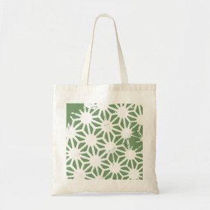 Bolsa Tote Padrão geométrico verde-oliva e branco