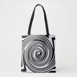 Bolsa Tote Padrão giratório preto e branco