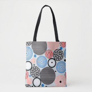 Bolsa Tote padrão gráfico de círculos multicoloridos de difer