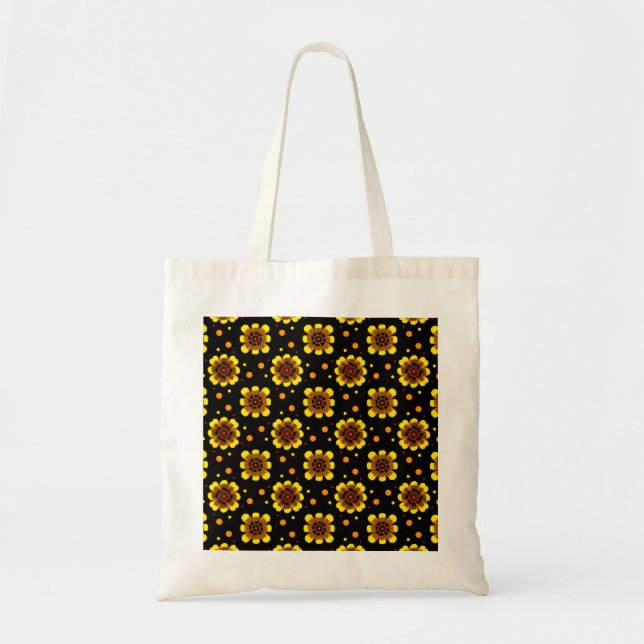 Bolsa Tote Padrão Groovy 70s Flor de Margarida Poder da Flor (Frente)