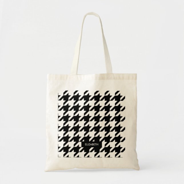 Bolsa Tote Padrão Houndstooth (Frente)