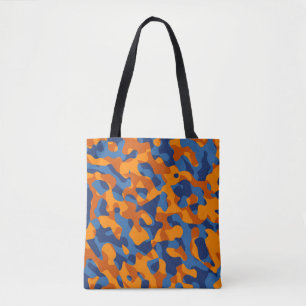 Bolsa Tote Padrão Impressão de Camuflagem Laranja Azul