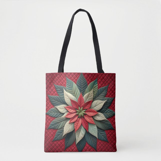 Bolsa Tote Padrão Incluso Poinsettia Vermelho (Frente)