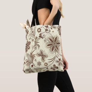 Bolsa Tote Padrão Incolor Floral