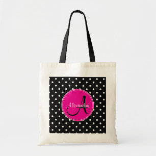 Bolsa Tote Padrão inicial do nome do monograma da bolinhas m