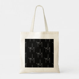 Bolsa Tote Padrão Inicial Moderno 2 | Preto e Branco