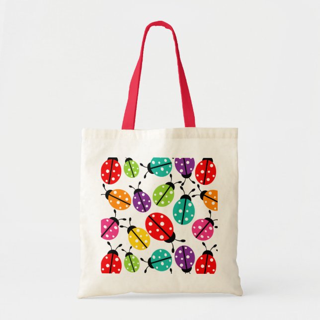 Bolsa Tote Padrão Invisível de Lady Bug Bonita Colorida (Frente)