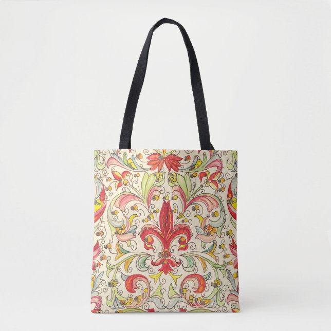 Bolsa Tote Padrão italiano Florentine Fleur de Lis (Frente)