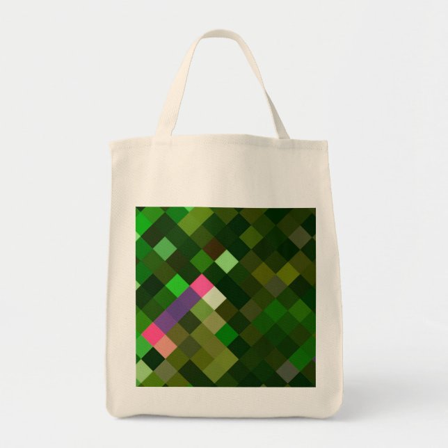 Bolsa Tote Padrão ixelado - Verde (Frente)