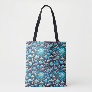 Bolsa Tote Padrão Kawaii de Espaço Fofo
