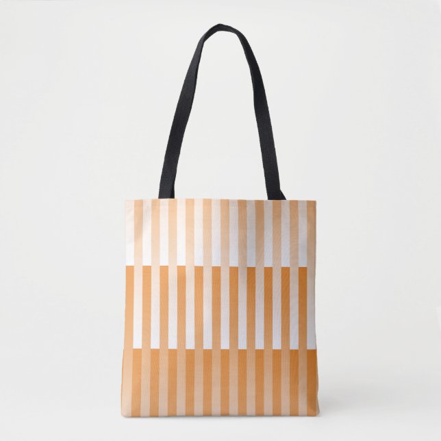 Bolsa Tote Padrão Laranja-branco riscado (Frente)