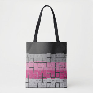 Bolsa Tote Padrão Legal cor-de-rosa magenta Cinza branca