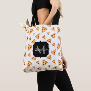 Bolsa Tote Padrão legal e divertido de fatias de pizza Monogr