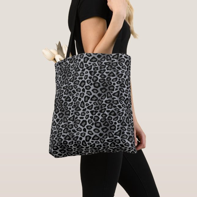 Bolsa Tote Padrão Leopardo Cinza (Close Up)