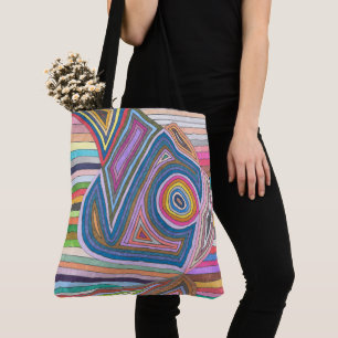 Bolsa Tote Padrão Listrado Geométrico Abstrato Vibrante