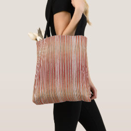 Bolsa Tote Padrão Listrado Vermelho, Bege e Branco