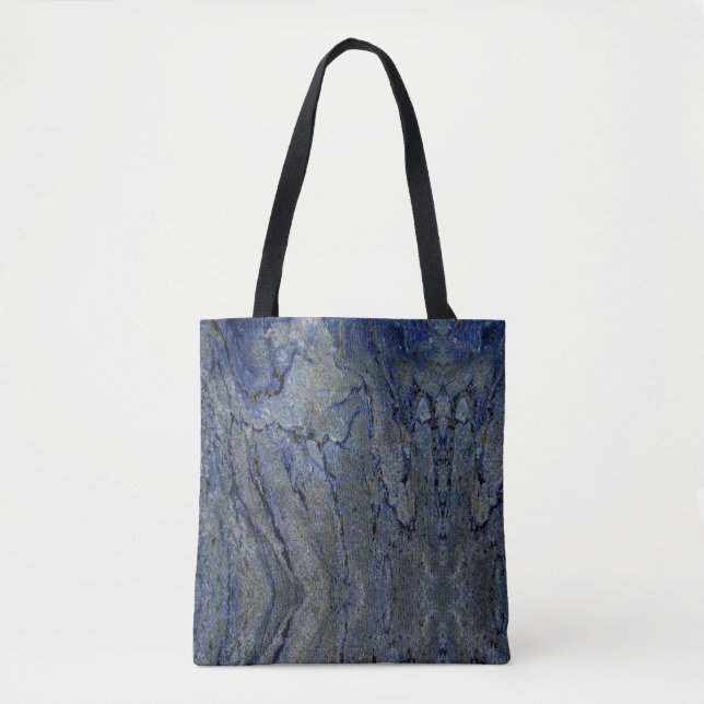 Bolsa Tote Padrão Marcado de Pedra Azul (Frente)