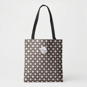 Bolsa Tote Padrão Marcado Elegante Branco e Castanho
