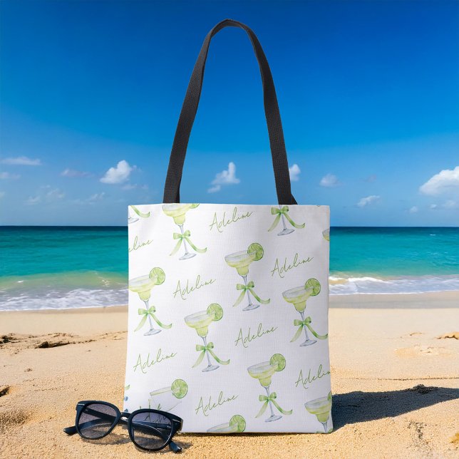 Bolsa Tote Padrão Margarita com Nome Personalizado (Shown on a medium-sized tote bag)