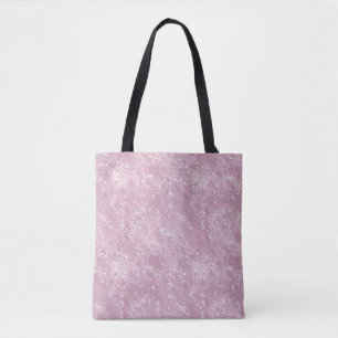 Bolsa Tote Padrão marmoreado do fogo da seda em rosa empoeira