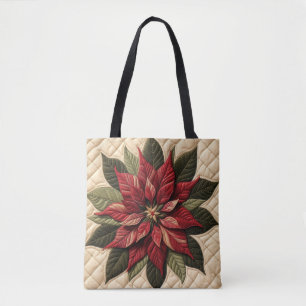 Bolsa Tote Padrão Matelassê Poinsettia Creme