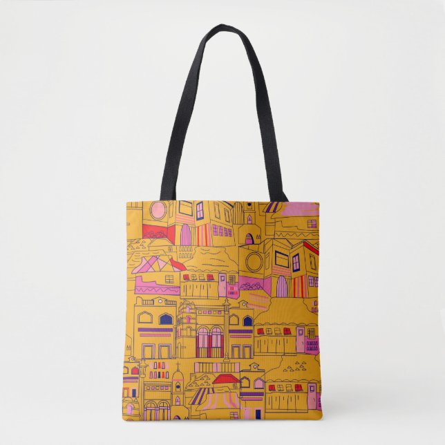 Bolsa Tote Padrão mexicano sem costura design. Textil de deco (Frente)