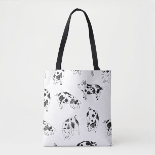Bolsa Tote Padrão Minimalista de Linha de Porco Cottagecore V