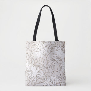 Bolsa Tote Padrão mínimo de arte botânica sem costura. Tropic