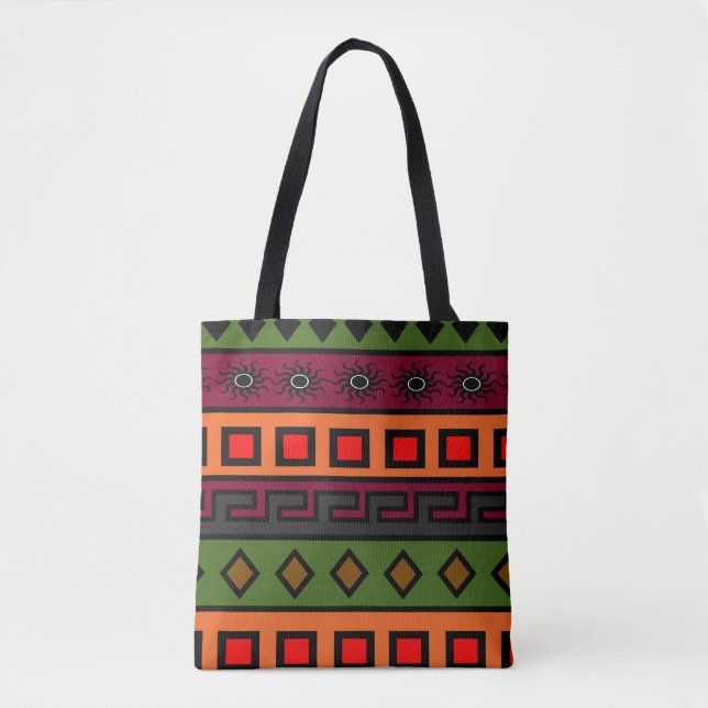 Bolsa Tote padrão moderno africano colorido (Frente)