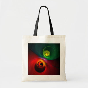 Bolsa Tote Padrão Moderno de Abstrato de Arte Yin Yang Verde