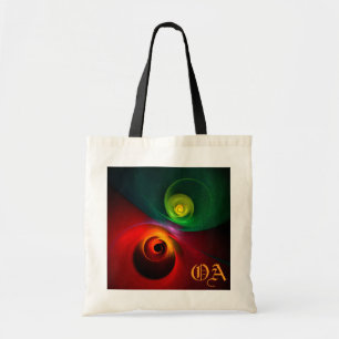 Bolsa Tote Padrão Moderno de Abstrato de Arte Yin Yang Verde 