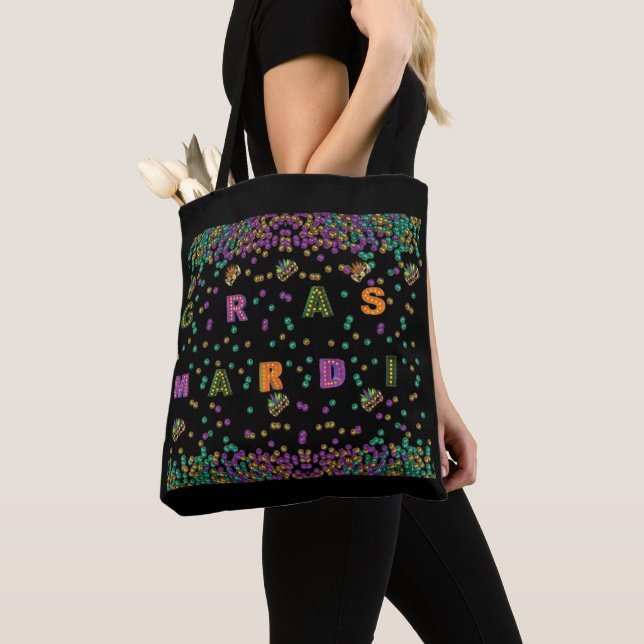 Bolsa Tote Padrão moderno de Mardi Gras (Close Up)