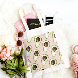 Bolsa Tote Padrão Moderno De Pastel Rosa E Verde Avocado