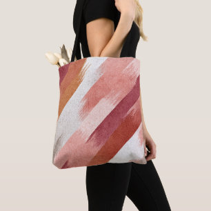 Bolsa Tote Padrão Moderno de Pincelada de Terracota Rosa