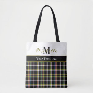 Bolsa Tote Padrão Moderno de Xadrez Tartan Verde Oliva
