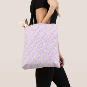 Bolsa Tote Padrão Moderno Diagonal do Arco-Íris Pastel