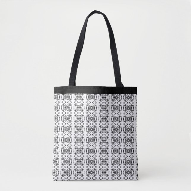 Bolsa Tote Padrão moderno preto e branco (Frente)
