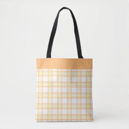 Bolsa Tote Padrão Moderno Xadrez Laranja Amarelo Préppy