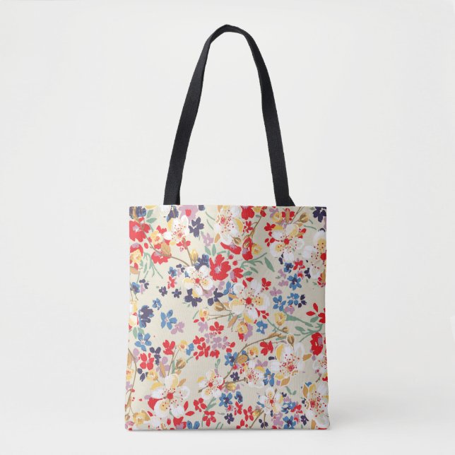 Bolsa Tote Padrão modesto em flores pequenas (Frente)
