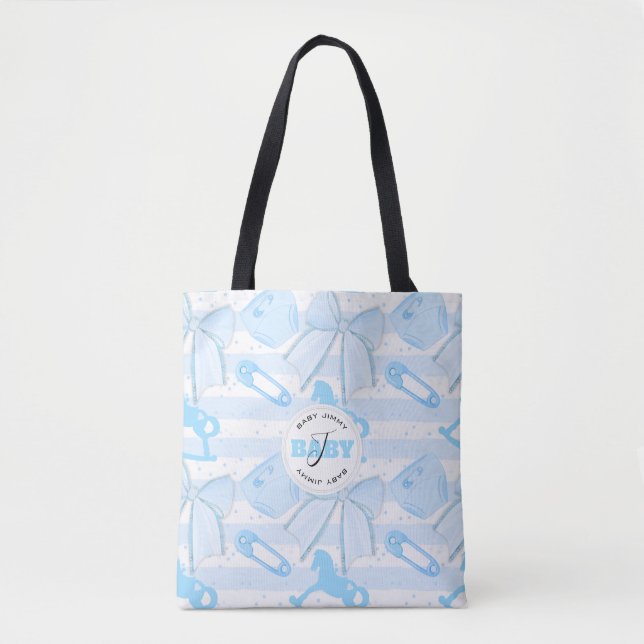Bolsa Tote Padrão Monograma Do Bebê Bonito (Frente)
