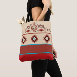 Bolsa Tote Padrão Monograma Influenciado por Nativos American