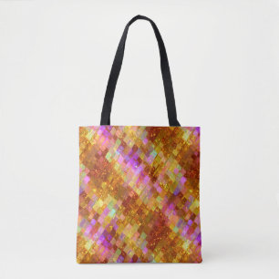 Bolsa Tote Padrão Mosaico Dourado Iridescente