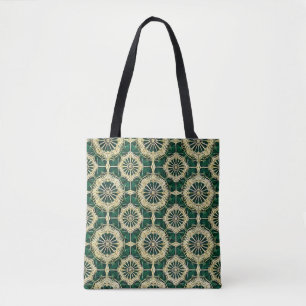 Bolsa Tote Padrão Multicolorido Verde